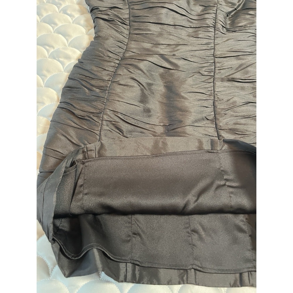 Free People Black Satin Ruched Micro Mini Dress Strapless 90s Y2K size XS - Picture 8 of 8